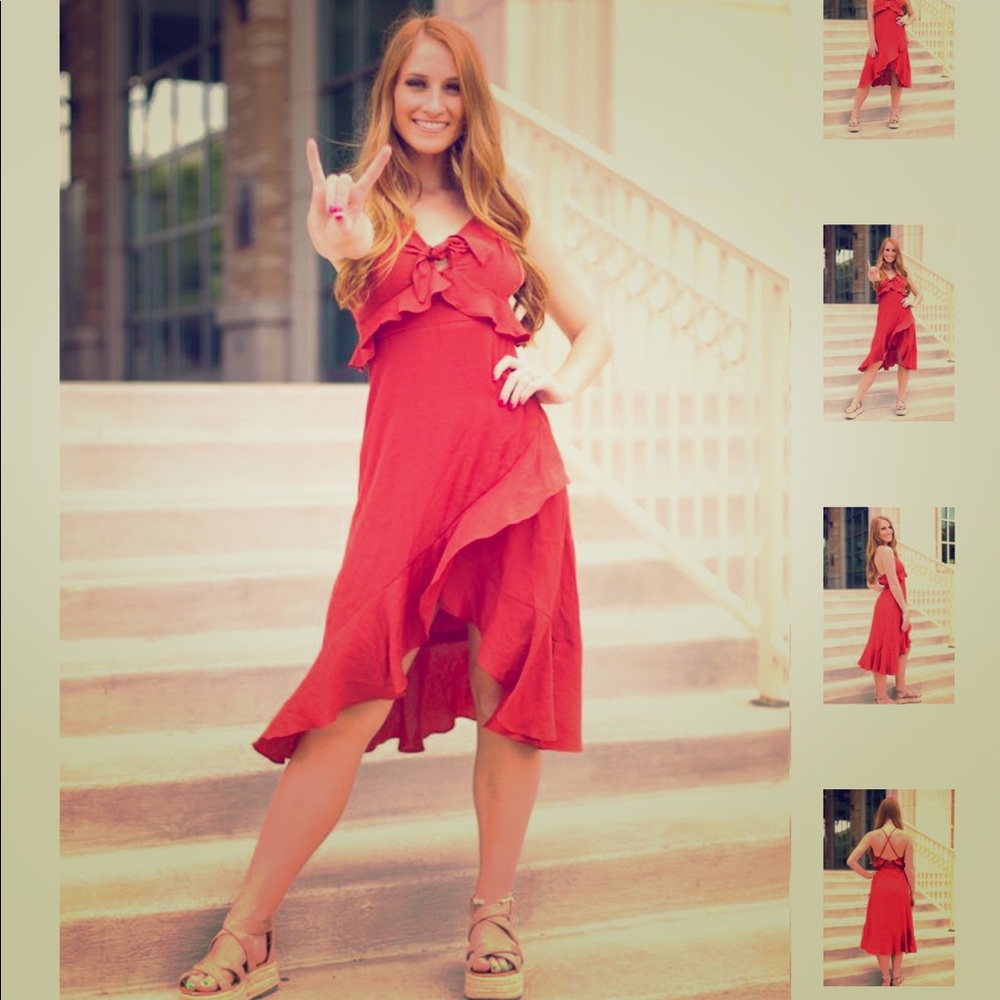 Ready to ruffle dress in rust NWT